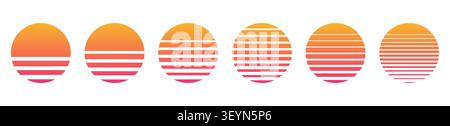 Retro Sunset Vektor im Synthwave 80er Jahre Stil der 90er Jahre Stock Vektor