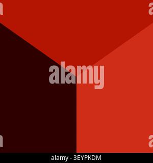 Abstrakte, minimalistische geometrische Komposition mit moderner dreidimensionaler Eckperspektive mit kontrastfarbenen Rot- und Burgundertönen. Stockfoto