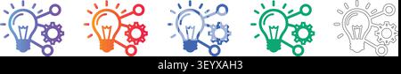Creative Innovation Light Glühlampe und Gear Scalable Design Icon Set Band 021 Stock Vektor