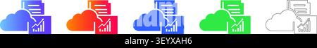 Cloud-Computing-Datenbericht Scalable Design Icons Symbolsatz vol 043 Stock Vektor