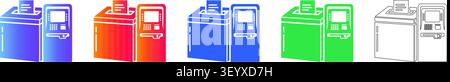 ATM Banking Machine Icons Set Band 507 Stock Vektor