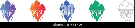 Schmelzender Eisberg Climate Change Icons vol 1912 Stock Vektor