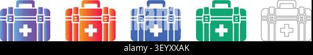 Medizinischer Aktenkoffer Icon Set (Variation) vol 2242 Stock Vektor