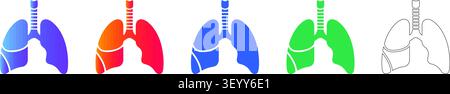 Human Lung Anatomy Icons for Respiratory Healthcare vol 3768 Stock Vektor