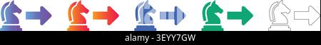 Schachritter Strategie Progression Icons vol 24459 Stock Vektor