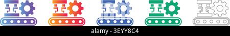 Industrial Assembly Line Gear Symbolsatz Band 24619 Stock Vektor