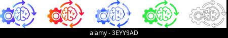 Brain and Gears Process Symbolsatz für Strategic Thinking Band 24748 Stock Vektor