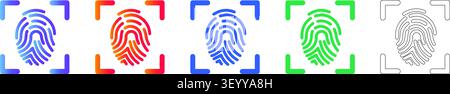 Symbolsatz Biometric Fingerprint Scan vol 24898 Stock Vektor