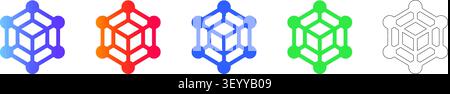 Blockchain Cube Network Connection Icons Set vol 24974 Stock Vektor