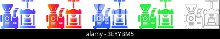 Industrieller Lebensmittelprozessor und Pressesymbol Set Band 25123 Stock Vektor