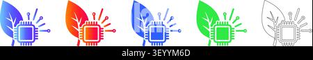 ECO Friendly Tech and Semiconductor Chip Icons vol 26545 Stock Vektor