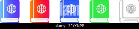 World Atlas Book Icons in Gradient and Outline Styles Band 26770 Stock Vektor