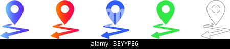 Navigationsposition Pin-Symbole mit Wickelpfad vol 26869 Stock Vektor