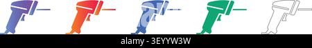 Satz mit fünf Symbolen für Barcode-Scanner in Gradienten- und Linienarten vol. 27103 Stock Vektor