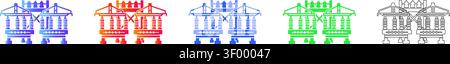 Traditionelle asiatische Pagode Tempel Gebäude Illustration Set Band 27499 Stock Vektor