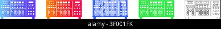 Audio Mixing Console Symbolsatz in Gradient und Outline vol 27681 Stock Vektor