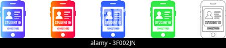 Studentenausweis auf Smartphone Icons vol 27805 Stock Vektor