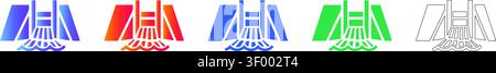 Water Dam Spillway Infrastructure Icons vol 27817 Stock Vektor