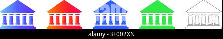 Klassische Bibliothek oder Regierungsgebäude Icons vol 27856 Stock Vektor