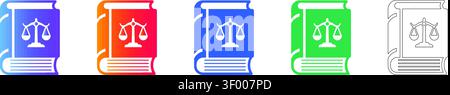 Law Book with Scales of Justice Icon Set Band 28607 Stock Vektor