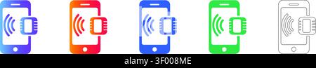 Mobile NFC Payment and Chip Icons vol 28718 Stock Vektor