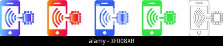 Mobile NFC Payment Technology Icons vol 28729 Stock Vektor