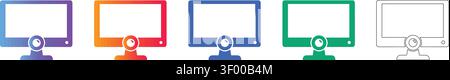Desktop Computer Webcam Symbolsatz vol 29126 Stock Vektor