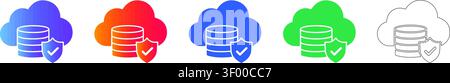 Secure Cloud Database Storage Symbolgruppe vol 29335 Stock Vektor