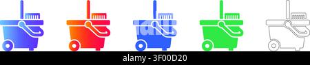 Industrielle Moppeimer-Reinigungsstation Icons vol 29414 Stock Vektor
