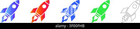 Dynamic Rocket Launch Startup Concept Icons vol 29755 Stock Vektor