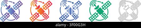 Symbolsatz Satellitenkommunikation für Tech Projects Band 29836 Stock Vektor