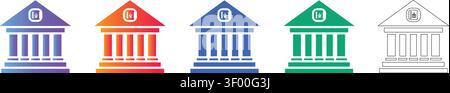 Bank Building Icon Set mit Verlauf und Outline Band 29834 Stock Vektor