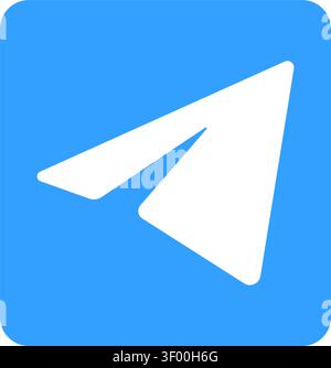 Ein hochwertiges flaches Vektorsymbol der Telegram Messenger-Service-Anwendung mit weißem Logo aus Papier, das auf einem leuchtend blauen abgerundeten s zentriert ist Stock Vektor