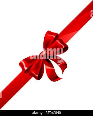 Band Rot Weihnachtsbox Verpackung Geschenk Schleife Stock Vektor