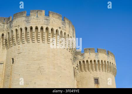 Stadttor mit zwei Türmen, Festung Saint-Andre, Gemeinde Villeneuve-les-Avignon, Avignon, Frankreich Stockfoto