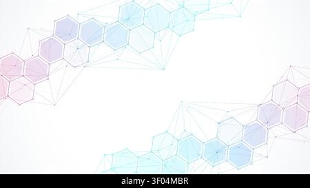 Moderner abstrakter Texturhintergrund mit Dreiecken, Punkten und sechseckigen Formen. Geometrisches sechseckiges Muster für Poster, Kopfzeile, Webbanner und Fußzeile Stock Vektor