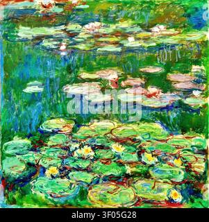 Weiße und gelbe Seerosen, Nymphéas blancs et jaunes (1916) von Claude Monet | ArchiVerse Stockfoto
