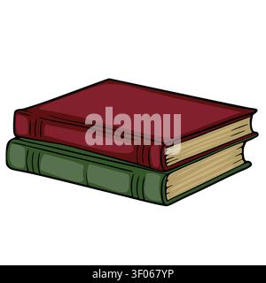 Stapel von zwei Vintage Hardcover Bücher Vektor Illustration mit roten und grünen Covern Stock Vektor