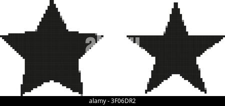 Set Mit Sternsymbolen Für Schwarze Pixel – Retro 8-Bit-Stil Stock Vektor