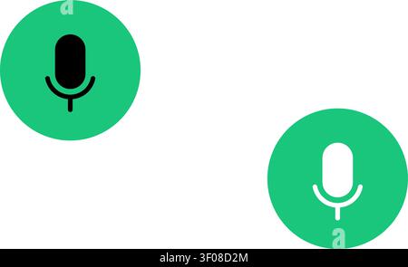 Mikrofonsymbole auf grünen Kreisen, Audiosymbole Stock Vektor