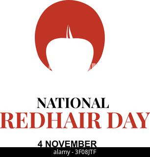 National Rothair Day, 4. November, Minimalistische Vektorkarte Mit Rotem Bob-Stil Stock Vektor