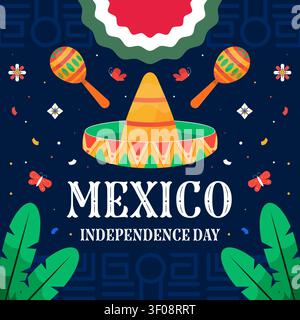 Mexiko Unabhängigkeitstag Square Social Media Post Template Design Stock Vektor