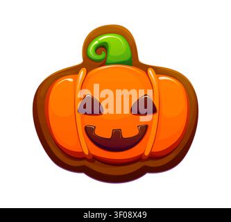 Cartoon Halloween Kürbiskeks mit lächelndem Gesicht Stock Vektor