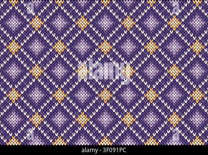 Nahtlose Strickmuster. Geometrisches Strickgarnmuster zum Umwickeln. Farbenfrohe Baumwoll-Textil- und Seidenmuster für Hintergrund und Tapeten. Stockfoto