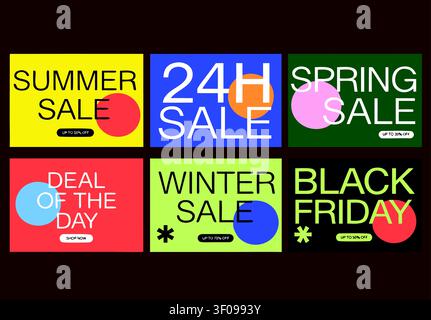 Saisonangebot Verkauf Vektor-Poster Design mit Rabattabzeichen und saisonalem Shopping Promotion Konzept Stock Vektor