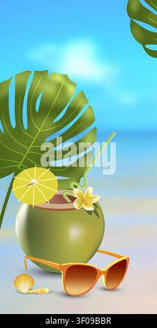 Werbebanner für tropischen Urlaub Stock Vektor