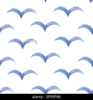 Ein minimalistisches nahtloses Muster mit Aquarellvögeln auf weißem Hintergrund Stockfoto
