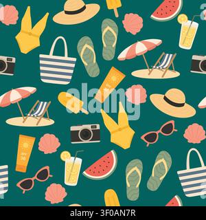 Sommer-Strandurlaub-Nahtlos-Muster-Kollektion Stock Vektor