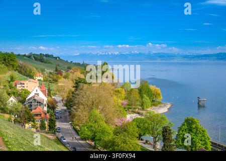 Deutschland, Baden-Württemberg, Bodensee, Meersburg, Blick nach Osten von der staatlichen Weinhandlung Stockfoto