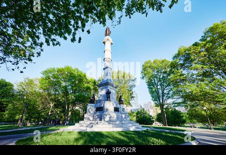 Das Soldiers and Sailors Monument, erbaut 1877, befindet sich auf dem Flagstaff Hill im Boston Common, Boston, Massachusetts, Neuengland Stockfoto